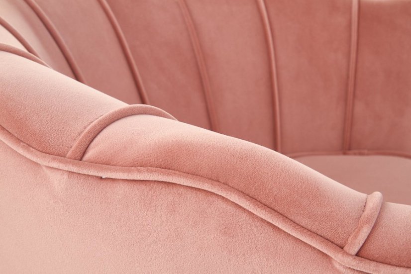 Designové křeslo AMORINITO — kov, růžová látka Halmar