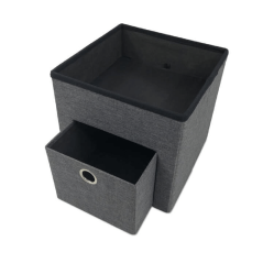 Sedací taburet s úložným priestorom SETIN — látka, sivá