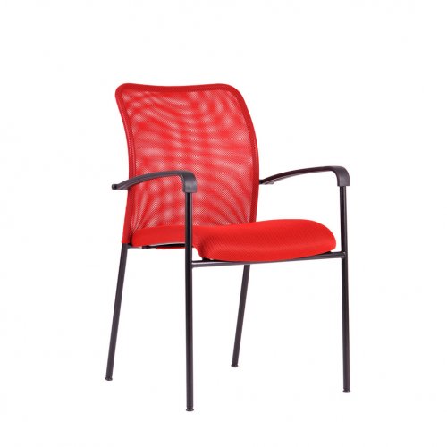 Jednací kovová židle Office Pro TRITON BLACK – s područkami, více barev - Čalounění Dike: Červená DK 13