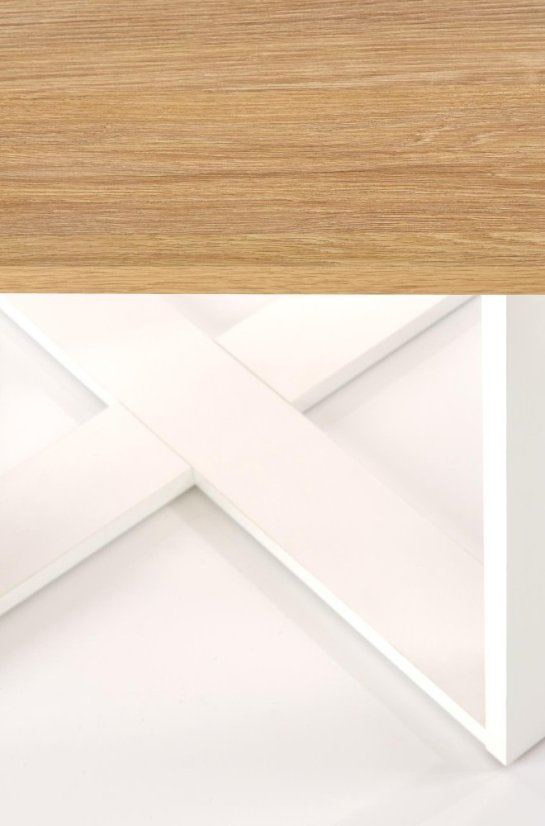 Konferenčný stolík CROSS — zlatý dub / biela