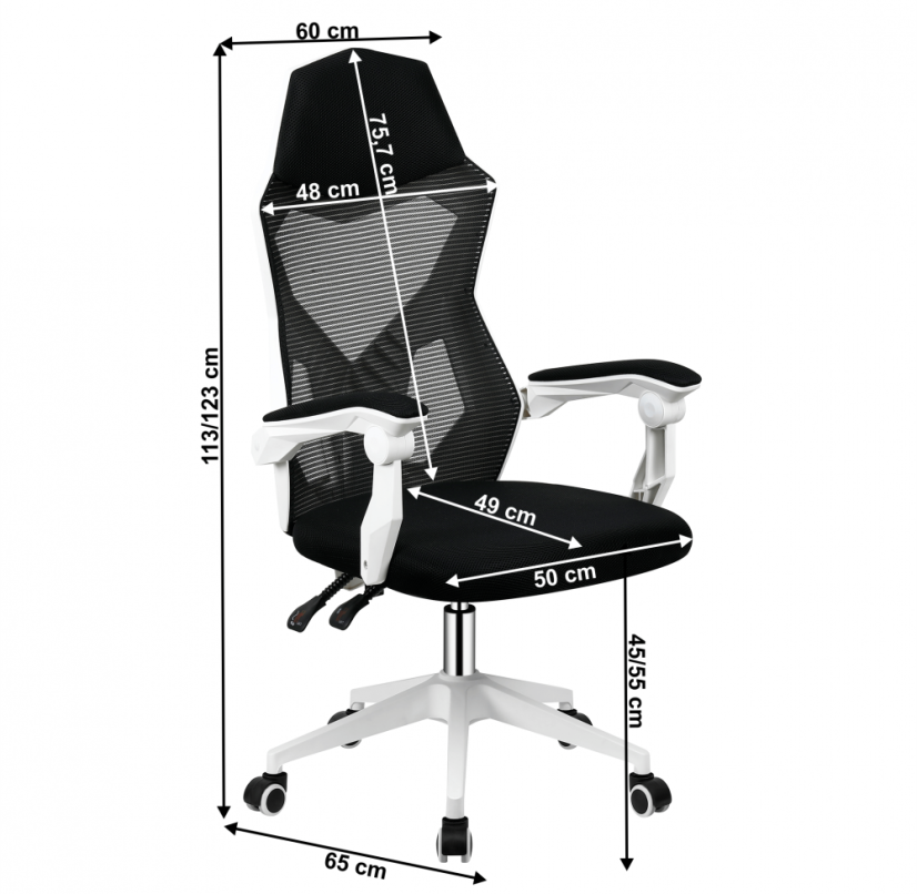 Herná stolička YOKO – plast, sieťovina, čierna / biela