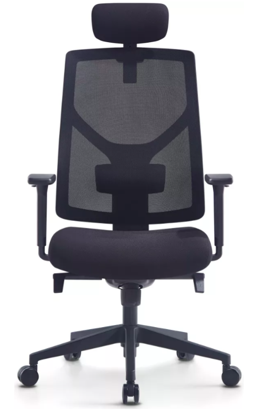 Kancelářská ergonomická židle ARES s podhlavníkem — síť, černý plast, nosnost 120 kg, čern MERCURY STAR