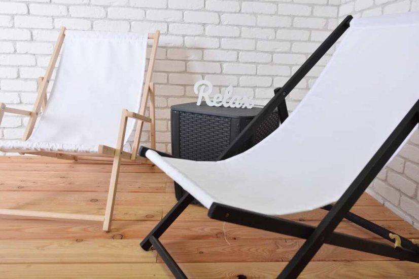 Bahama polyester S PODRUČKAMI lehátko dřevěné přírodní - GRAFIT