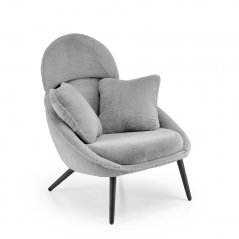 Designové křeslo MERRY s polštáři - ocel, látka, šedá Halmar