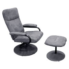 Relaxační polohovatelné křeslo s podnožkou FANDA — mikrovlákno, šedá IDEA nábytek