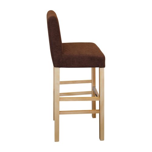 Barová židle MARION — buk, hnědý potah