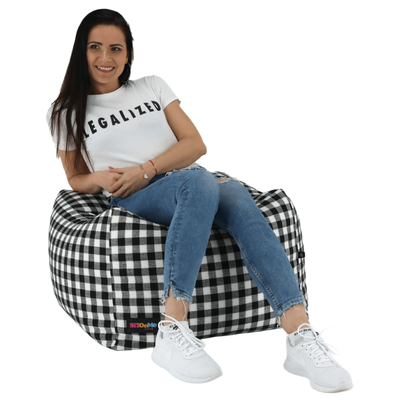 Sedacia vrece KRETON — 60×60×40, čierna / biela