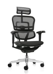 Kancelárska ergonomická stolička SIRIUS NEO – operadlo sieť, čalúnený sedák, čierna