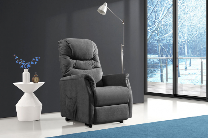 Relaxační TV křeslo VINCENT s elektrickým polohováním — šedá, 2 motory, nosnost 140 kg Autronic