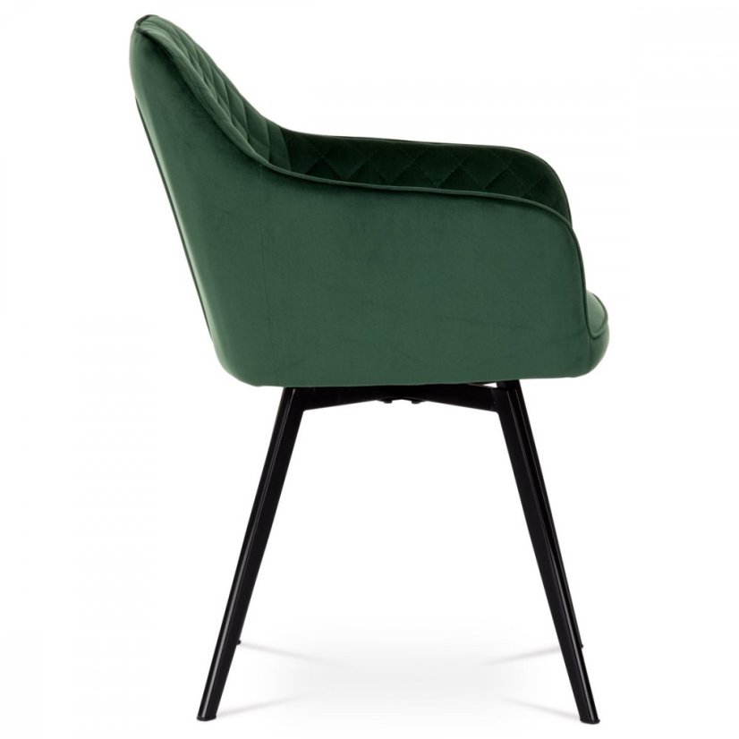 Jedálenské otočné kresielko YELD — kov, látka, zelená