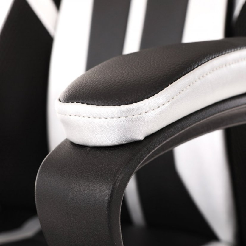 Herné kreslo LANCER — látka, ekokoža, čierna / biela