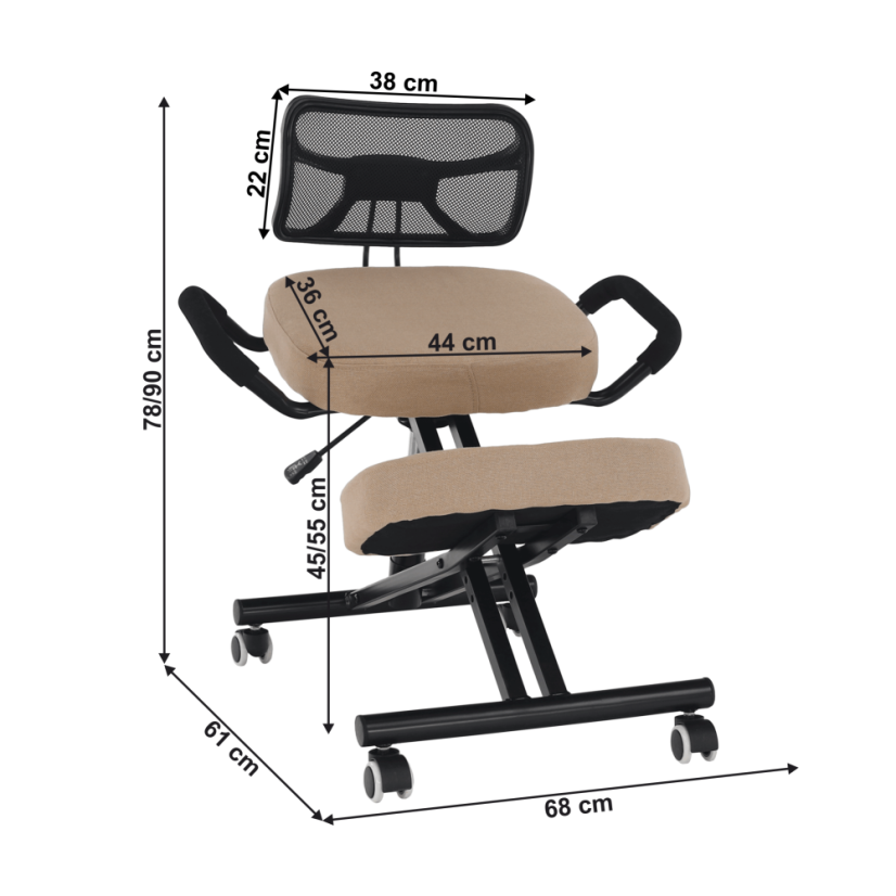 Ergonomická kľakačka RUFUS – Béžová/Čierna látka