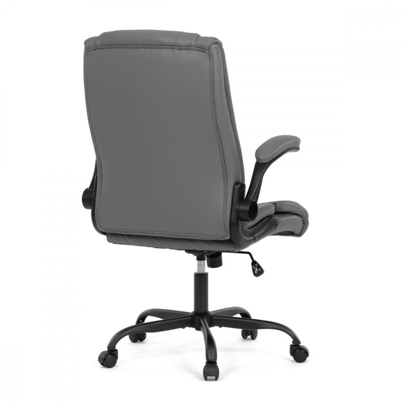 Kancelárske kreslo CYRUS — kov, ekokoža, siva
