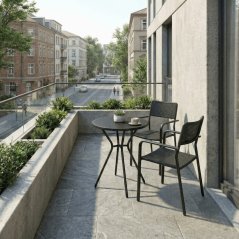 Zahradní židle SLATE – černá, kovový rám, plastový sedák, Autronic