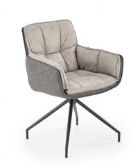 Jídelní křeslo FIORA — ocel, ekokůže, látka, šedá Halmar