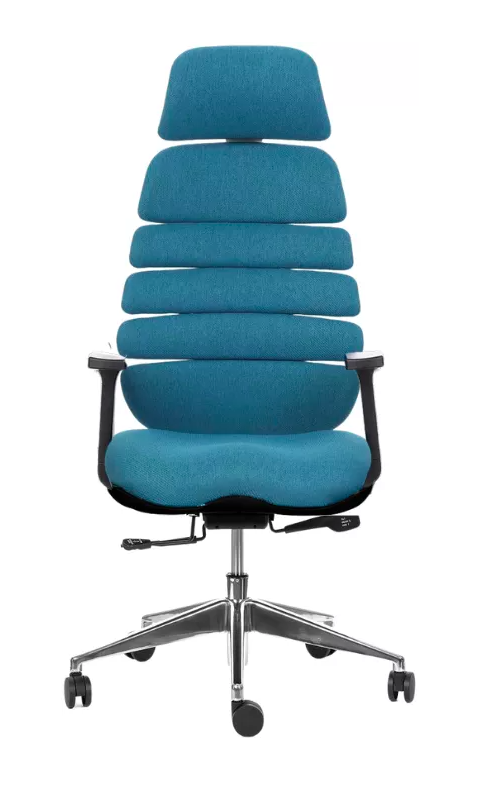 Kancelárska ergonomická stolička SPINE s podhlavníkom — látka, nosnosť 130 kg, viac farieb - Farebné varianty stoličky SPINE: Modrá