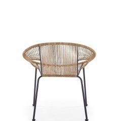 Zahradní židle BARI – umělý ratan, ocel, černá / hnědá Halmar