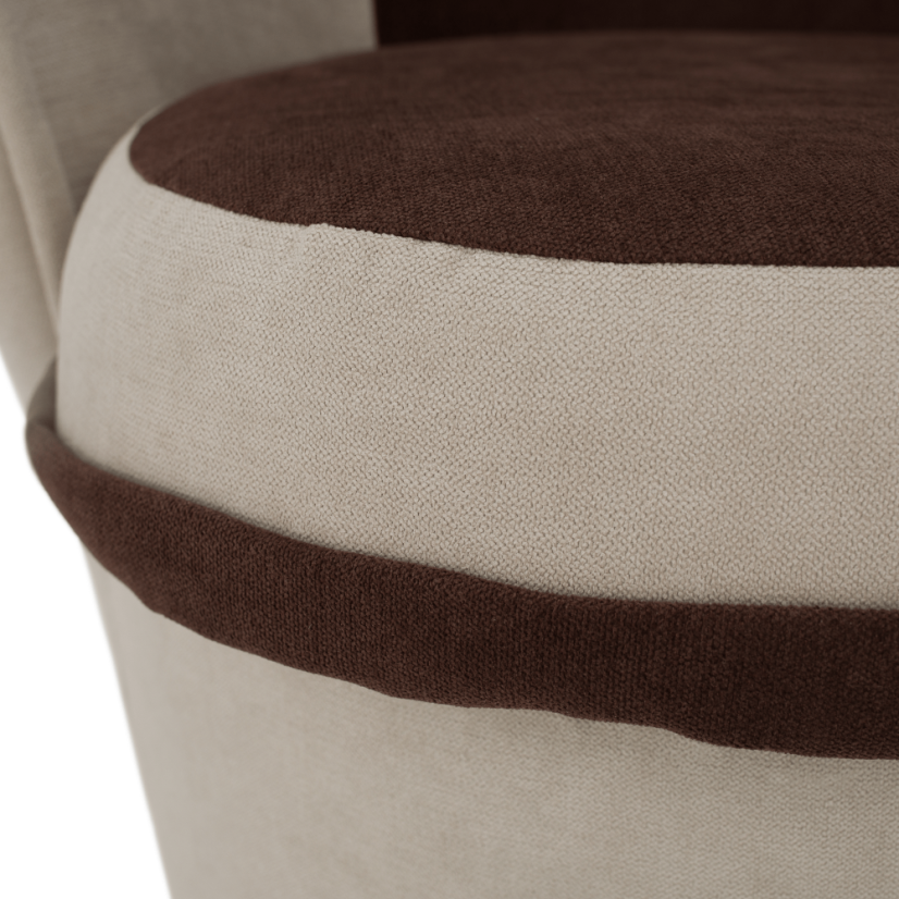 Designové křeslo PERSI s úložným prostorem — látka, hnědá / béžová Kondela