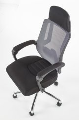Kancelářské křeslo s podnožkou FREEMAN – látka, síť, černá / šedá Halmar