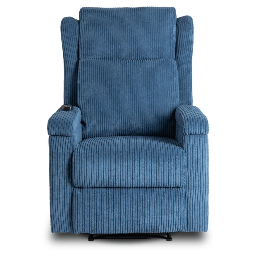 Luxusné masážne kreslo SEBASTIAN z modrého manšestru