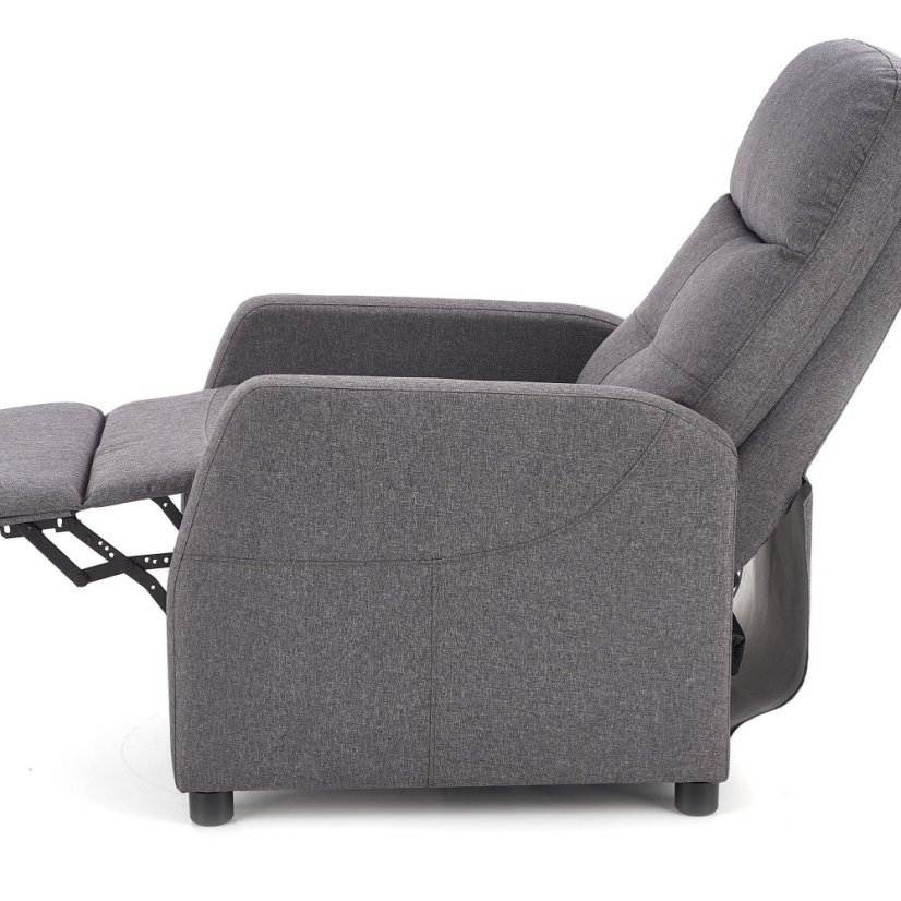 Relaxační polohovací TV křeslo FELIPE — látka, šedá