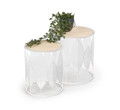 Súprava konferenčných stolíkov FOLLA – MDF, oceľ, biela