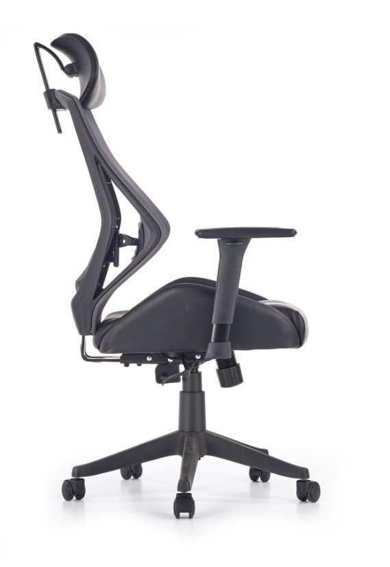 Kancelárska ergonomická stolička HASEL — ekokoža/sieť, čierna