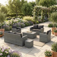 Zahradní sestava SHELTER – šedý polyratan, úložný stolek, Autronic