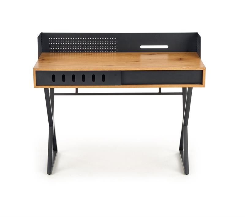 Psací stůl PRINGLE – zlatý dub, černý Halmar