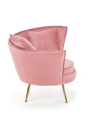 Designové křeslo ALMOND — kov, růžová látka
