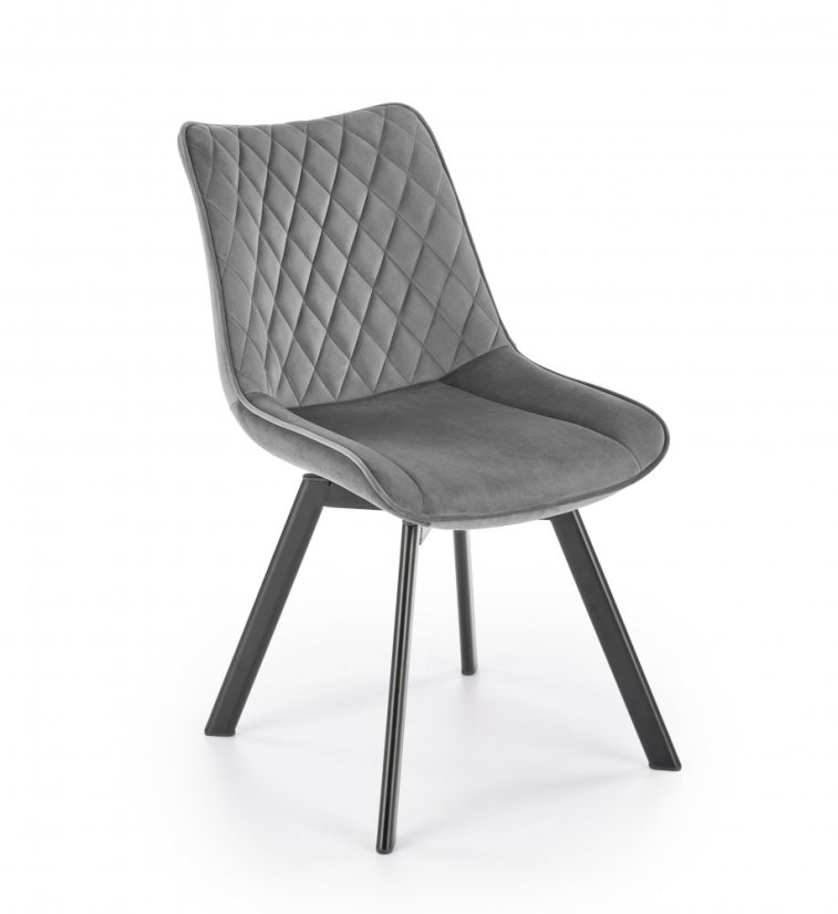 Jedálenská stolička MIRAK — kov, látka, sivá