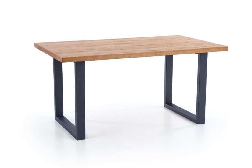 Jídelní rozkládací stůl PEREZ –? 160x90x76 (+90), dub/kov, černý Halmar