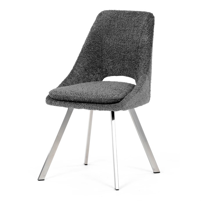 Elegantní šedá jídelní židle RINA s broušenými kovovými nohami (vzorek z prodejny)
