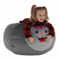 Dětský sedací vak BABY s kočičkou — 60×45, šedá