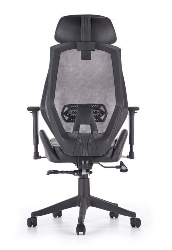 Kancelárska ergonomická stolička HASEL — ekokoža/sieť, čierna