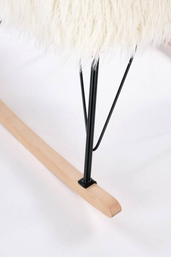 Houpací křeslo AUSTIN –? kov/masiv, látka krémová Halmar