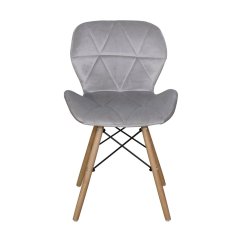 Jedálenská stolička AMBI - masív buk/kov, zamat, sivá