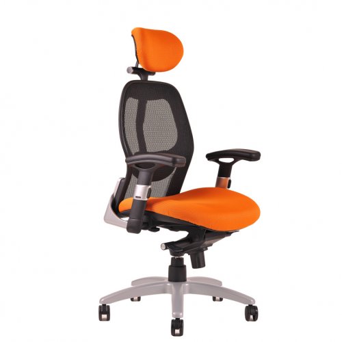 Ergonomická kancelářská židle na kolečkách Office Pro SATURN – s područkami, více barev - Čalounění  Saturn: NET oranžová