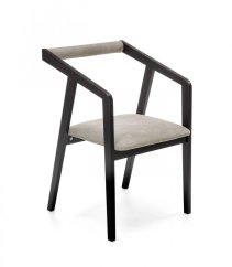 Jídelní křesílko AZUL - masiv buk, látka, černá/šedá Halmar