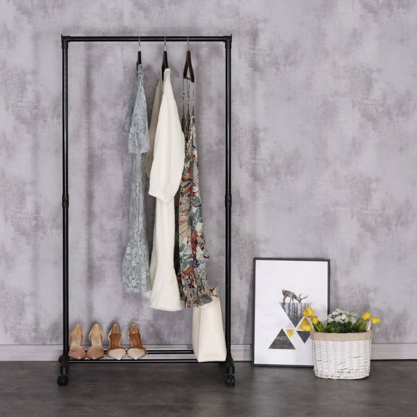 Stojanový vešiak VISTY — kov / plast, čierna