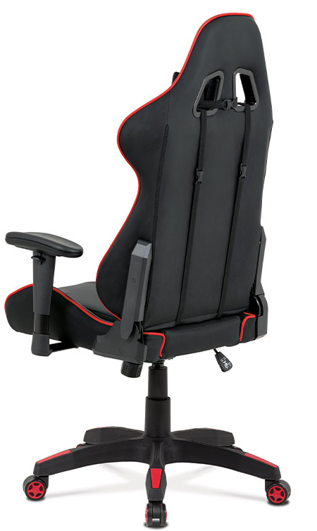 Herní židle ERACER F03 – umělá kůže, černá/červená, nosnost 130 kg