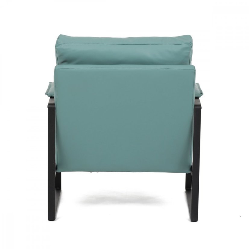 Dizajnové kreslo TUVIN — kov, ekokoža, modrá