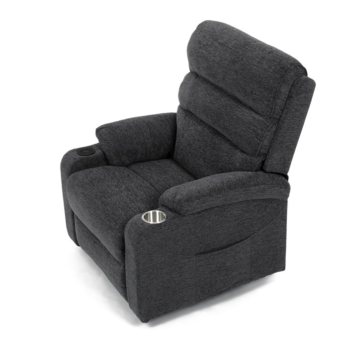 Relaxační křeslo s elektrickým polohováním HOMER - látka, šedá