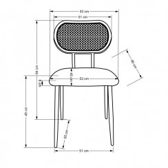 Jedálenská stolička VANTA — kov, umelý ratan, šedá