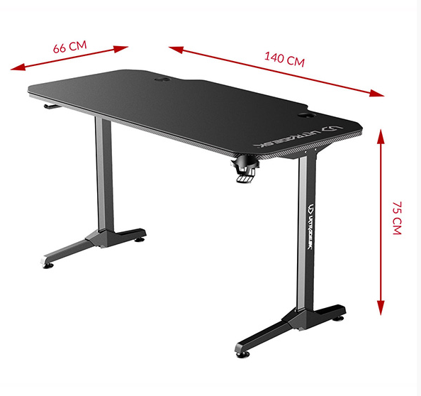 Herní stůl ULTRADESK FRAG BLACK – 140x66x76cm, se stojanem Ultradesk BEAM