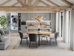 Jídelní kulatý rozkládací stůl MERCY –? 120x120x80 (+40), dřevo/kov, zlatý dub/černá Halmar