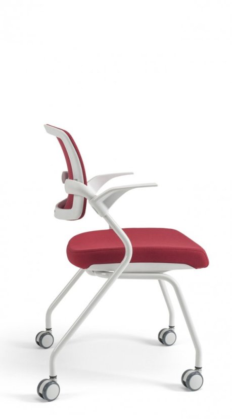 Konferenčná stolička na kolieskach Bestuhl U20 WHITE — viac farieb, stohovateľná - Farebné prevedenie U20 WHITE: Červená