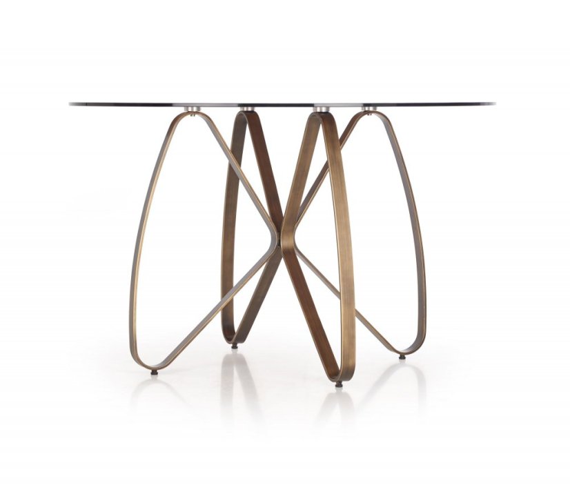 Jídelní kulatý stůl LUNGO –? 120x76, hnědý/zlatý Halmar