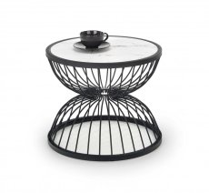 Konferenčný stolík KIM - oceľ, dekor biely mramor