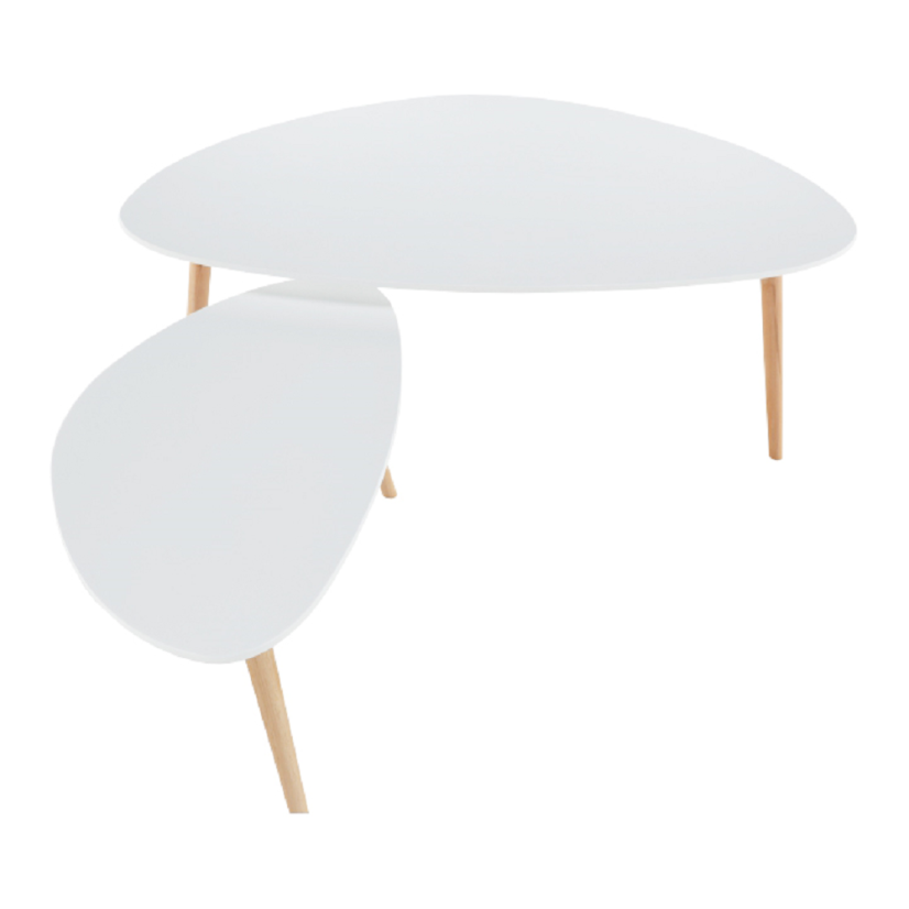 Set konferenčných stolíkov FOLKO — biela / buk